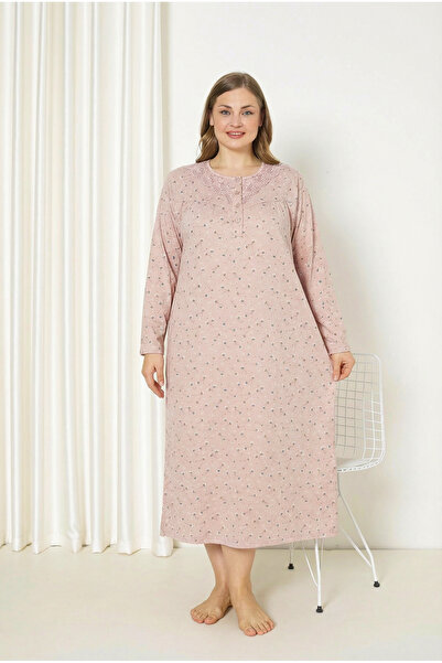 SEBOTEKS 100% Cotton Seasonal Fabric Long Sleeve Plus Size Mother's Nightgown...