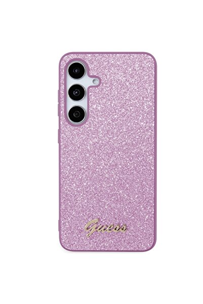 Guess Glitter Script Glitter Case for Samsung Galaxy S24 Plus - Pink