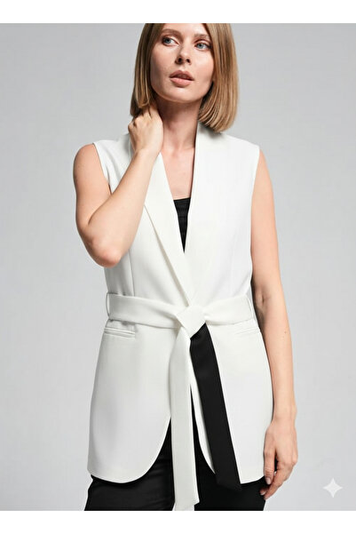MEGOMEL Shawl Collar Belted Vest
