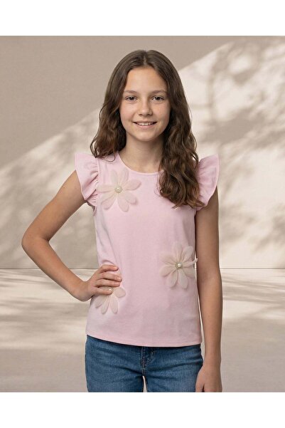 REDTAG بلوزة وردية فاتحة مزينة للبنات الكبيرات