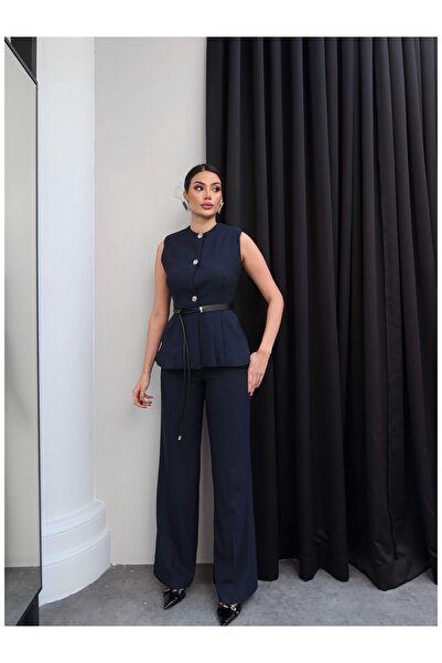 ESRAHELVACI Leather Belted Vest and Trousers Set