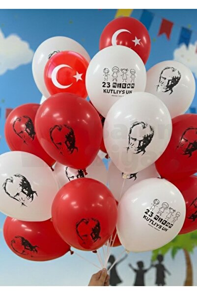 BALON DİYARI 5 Pcs Turkish Flag 23 April Ataturk Balloon Sets Celebration Mix...