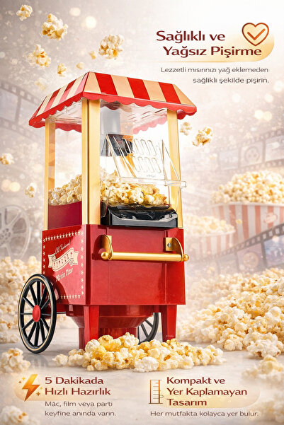 Coverzone Popcorn Maker Oil-Free Popcorn Ready in 5 Minutes Home Theater with...