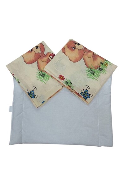 Albatex Home Flat pillow set 30×40x2 cm with two covers, M003 Cream bears, en...
