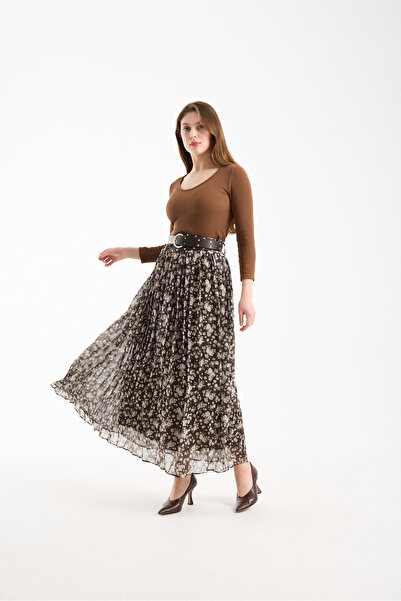 TheyYou Fusta din șifon cu curea groasă |   Fusta de damă cu talie înaltă, fl...