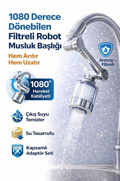 optana Su Tasarruflu Oynar Uzun Başlıklı Musluk Ucu Filtreli 1080° Dönebilen ...