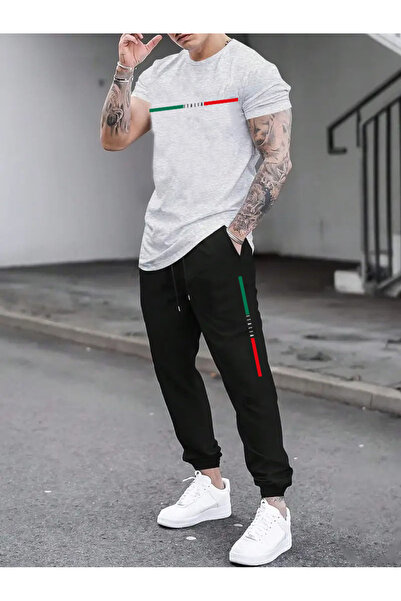 puolikuu Men's Oversize Tracksuit Set - Favorite Italy Printed T-Shirt - Trac...