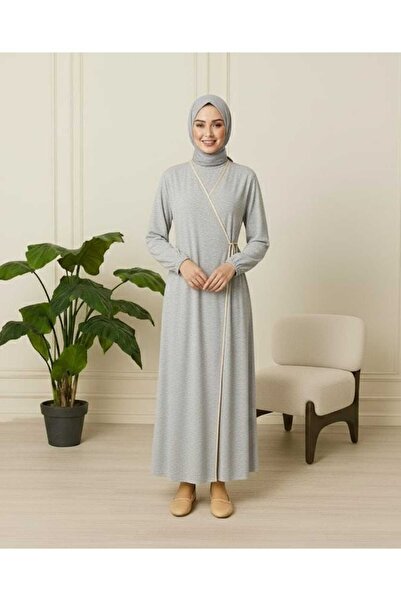 sevateks Kruvaze Yaka Biyeli %100 Pamuk Önden Bağlamalı Namaz Elbisesi