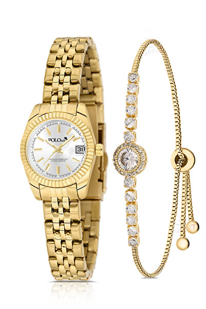 Polo Air Women's Wristwatch with Calendar Zircon Stone Round Bracelet Combina...