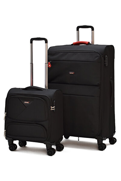 ELATAE Kumaş 2'li Valiz Seti Büyük Boy & Pilot – Dayanıklı, 360° 8 Tekerlekli...