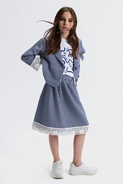 nk kids 31331 تي شيرت ماريه 8/14 أبيض-أزرق داكن