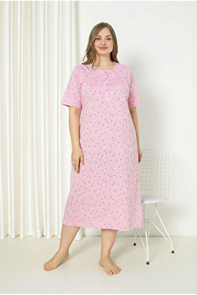 SEBOTEKS 100% Cotton Short Sleeve Plus Size Mother's Nightgown 586