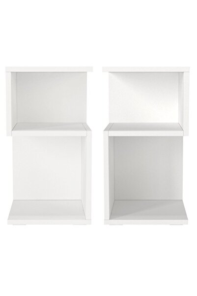 UnicUtil Σετ 2 Noptiere cu rafturi pe trei niveluri σε μοντέλο S, Alb, 30 x 3...