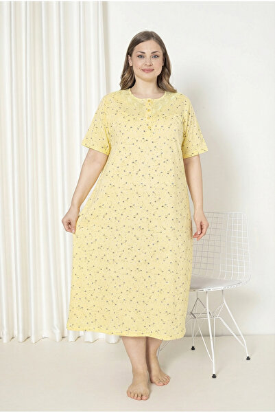 SEBOTEKS 100% Cotton Short Sleeve Plus Size Mother's Nightgown 586