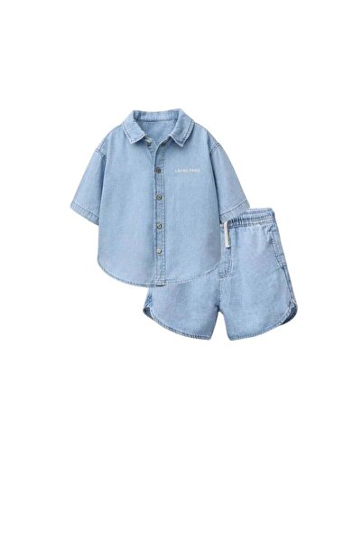 connemara Erkek Çocuk Açık Mavi Denim Alt Üst Takım — Kısa Kollu Gömlek & Şor...