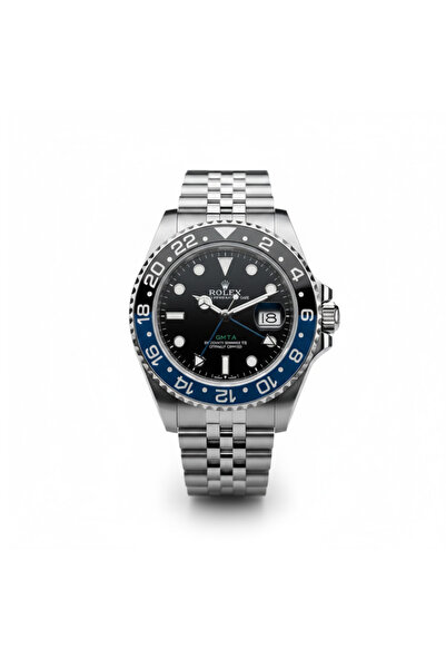 LAOBAN ساعة جي إم تي ماستر 2 فاخرة للرجال، بإطار أزرق وأسود من الفولاذ المقاو...