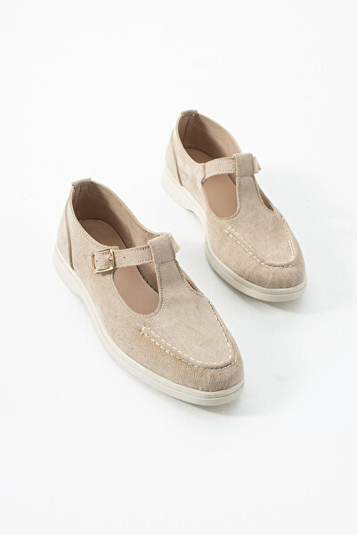 Bayramoğlu T-Bant Women's Babet Daily Comfortable Linen Shoes