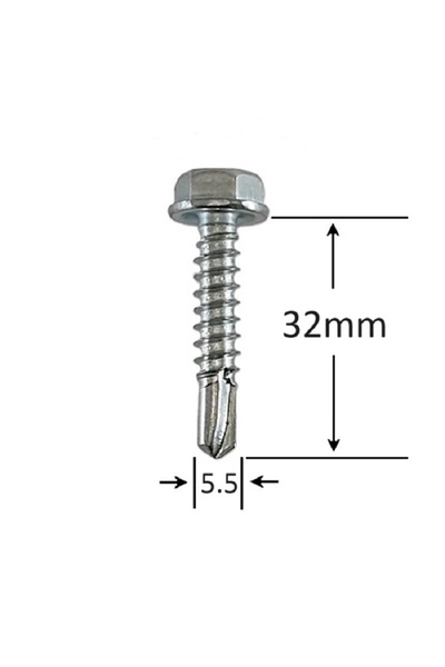 Gray Square Surub Autoforant Cap Hexagonal 5.5x32mm Zincat - 200buc/cutie