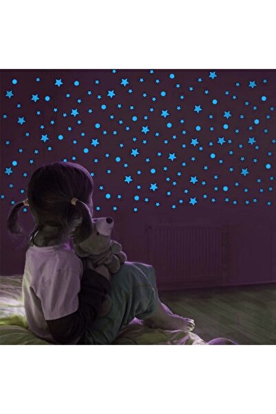 PROCART Set of 75 blue glow-in-the-dark stickers, star and polka dot shapes, ...