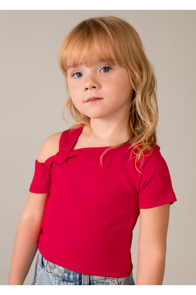 MAYORAL Girl's Shoulder Detailed T-Shirt Red 3017