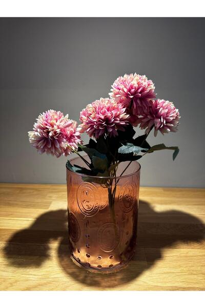 Miko Home & Garden El Yapımı Desenli Silindir Vazo, Dekoratif Mumluk (Pembe) ...