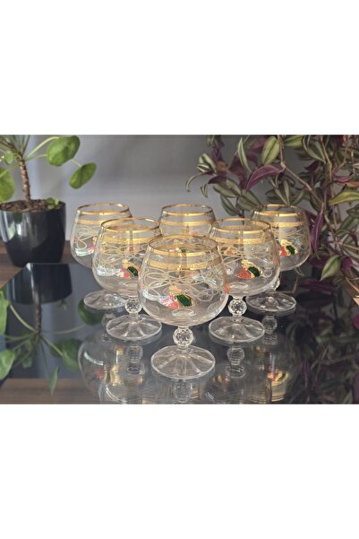 FERMATO Tassel Crystal 6 Pieces of Handcrafted Real Gold Coffee Side Water 25...