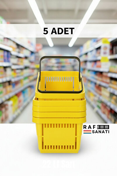 Raf Sanatı 5 Pcs / 22 Liters Plastic Grocery Shopping Basket Professional Gro...