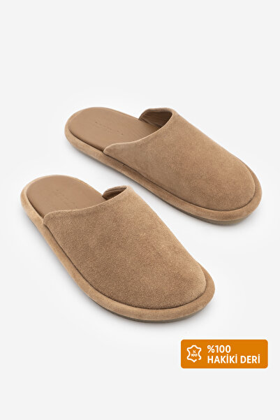 Marjin Women's Genuine Leather Closed-Front Sabo Daily Slippers Luges Camel S...