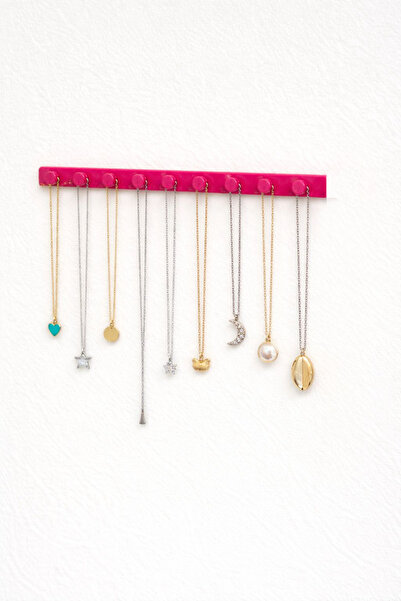 Claraco Takı Kanca Rayı Dolap İçi Duvar Tipi Takı Organizer Pembe