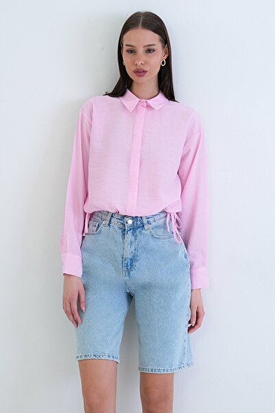 VAGGON Lace Detailed Shirt Collar Blouse