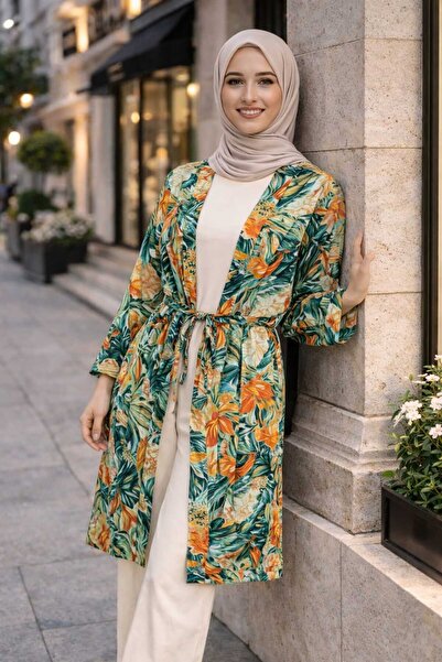 forte bella Ethnic Pattern Trend Maxi Belted Kimono