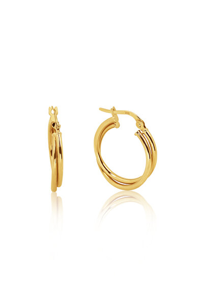 Altınkesesi 8 Ayar Altın Kadın ikili Bombeli Halka Küpe 2 cm