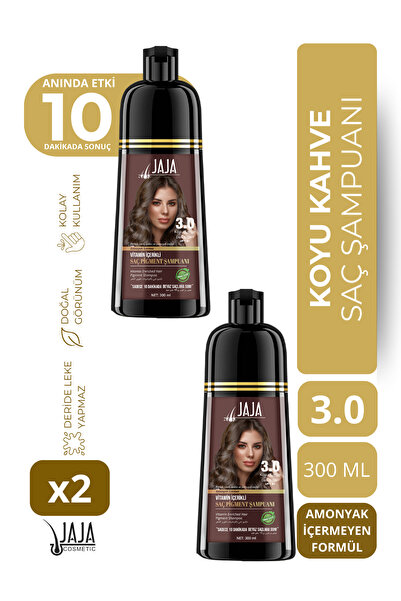 Jaja Koyu Kahve Dark Brown Saç Pigment Şampuanı 3.0 | 300 ML x 2 Adet & Vitam...