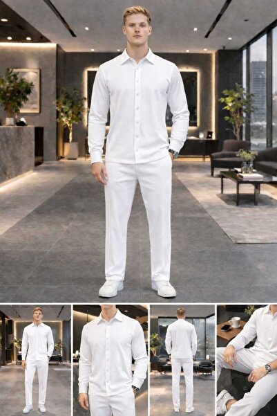 BRLKN Men's Long Sleeve Shirt Tracksuit Ottoman Set