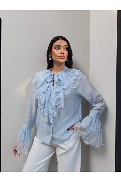 ESRAHELVACI Lace Collar Tie-Up Shirt