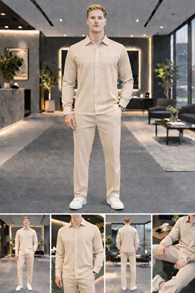 BRLKN Men's Long Sleeve Shirt Tracksuit Ottoman Set