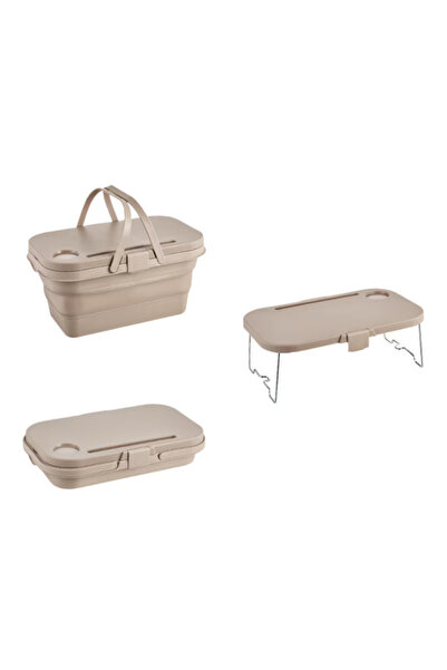 OEM 2 in 1 foldable basin with picnic table 8L BEIGE