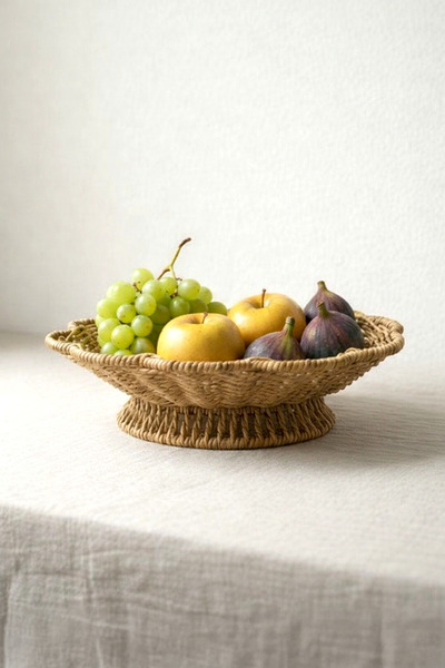 Kitchen Life Hasır Görünümlü Ayaklı Meyvelik 28 cm - Meyve Sepeti Dekoratif S...