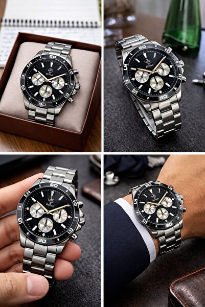 SPOLO Erkek Kol Saati – Metal Kordon, Siyah Kadran, Sportif Şık Tasarım, Günl...