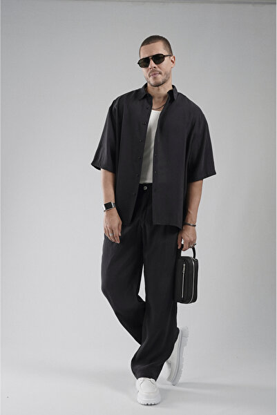 Butik Trend Biz Oversize Fit Men's Modal Pants Shirt Bottom Top Set