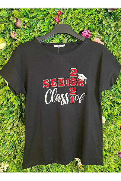 Mad Diva Tricou Negru din Bumbac, Senior Class Of