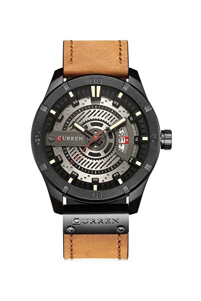 Curren Men's Round Leather Wrist Watch
