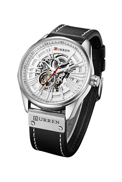 Curren Men's Leather Analog Automatic Mechanical Wrist Watch