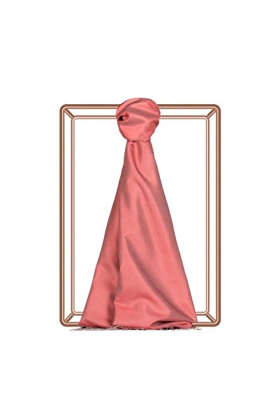 ipekevi Μονόχρωμο μεταξωτό σάλι διπλής όψης 00927-Τερακότα