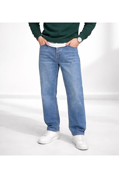 oraystore Men's Light Blue Straight Fit Jean Trousers Comfortable Fit Daily B...