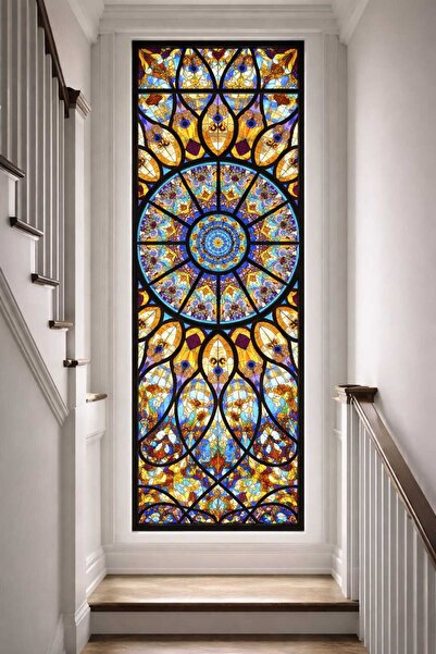 burawall şeffaf vitray desen yapışkanlı cam folyo 90cmx 2 metre