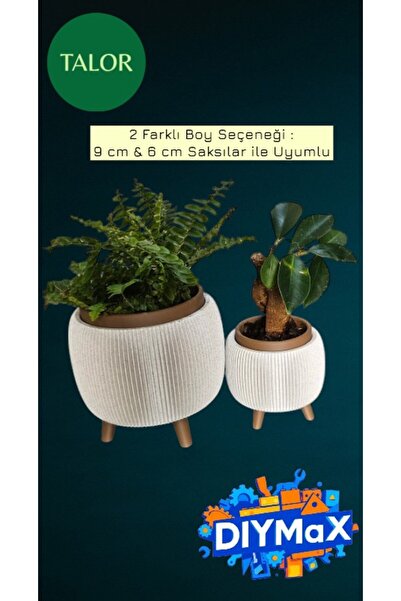 DIYMaX TALOR Ayaklı Saksı 2 Farklı Boy 9 cm ve 6 cm Modern Dekoratif Bitki Sa...
