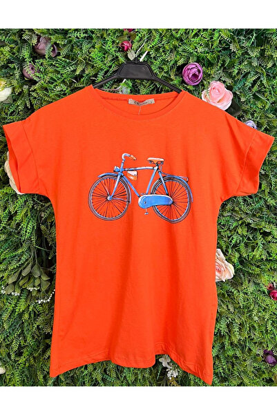 Mad Diva Tricou Orange din Bumbac cu Imprimeu Funny