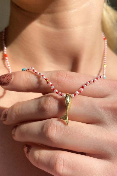 Spossy Silver Jewelry 925 Ayar Gümüş, Gold, Mayorka İnci, Araları Firuze ve C...