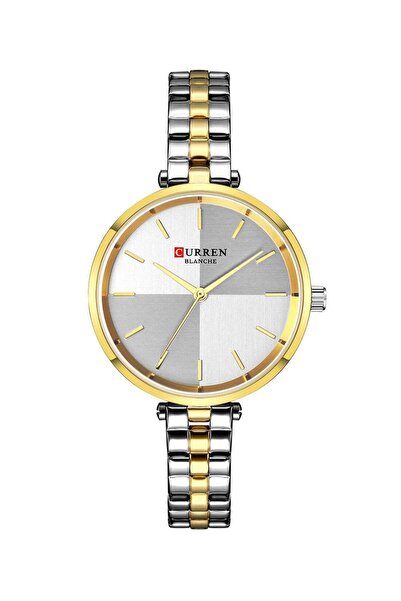 Curren Women's Waterproof Metal Quartz Watch 9043 - 34 mm - Silver/Gold